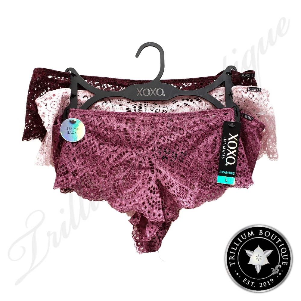 XOXO Intimates Lace Underwear Panties 3 Pairs of Underwear Large NWT
